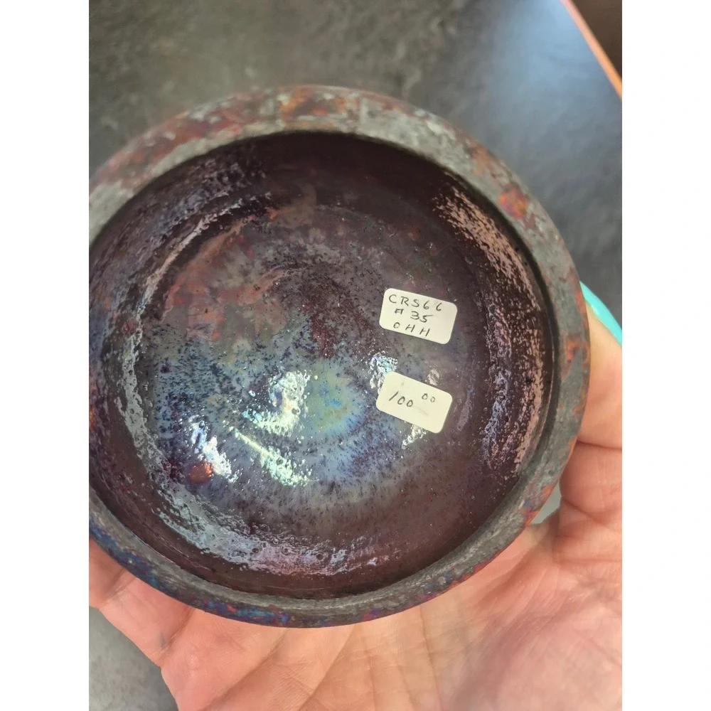 Vintage Raku Studio Pottery Lidded Vessel 11